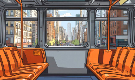 公交车内部空间插画
