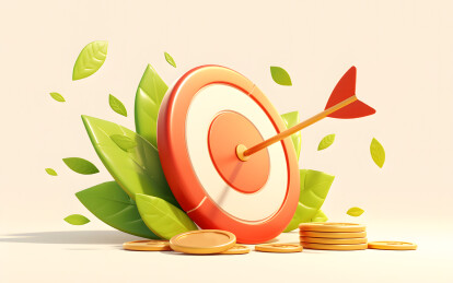 一个弓箭射在靶心旁边有金币