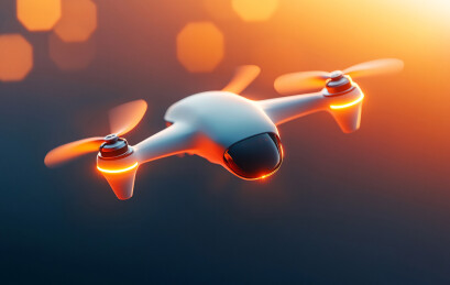 空中飞行的无人机科技创新技术工业商务背景