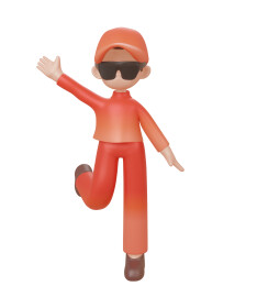 3d卡通戴墨镜旅游购物的秋冬季人物