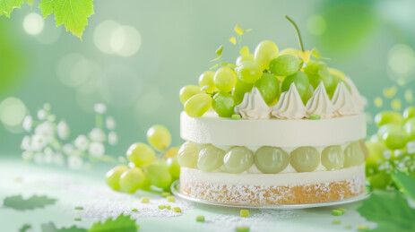 青提葡萄奶油蛋糕，新鲜，清新，美食摄影