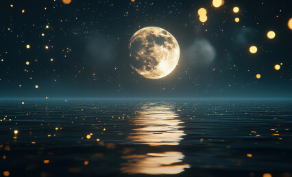 夜晚月亮对天空的特写镜头