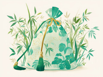 竹子竹叶香囊荷包复古清新简约插画