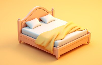 卡通3D床铺插画