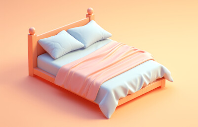 卡通3D床铺插画