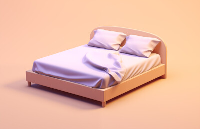 卡通3D床铺插画