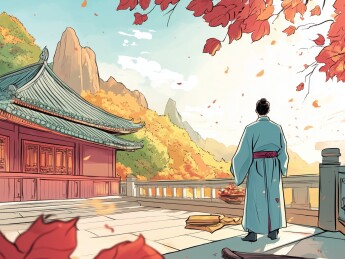 重阳节主题赏菊中国画工笔画背景