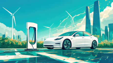 【AIGC】一辆电动车正在充电