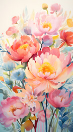 水粉复古花朵鲜花背景