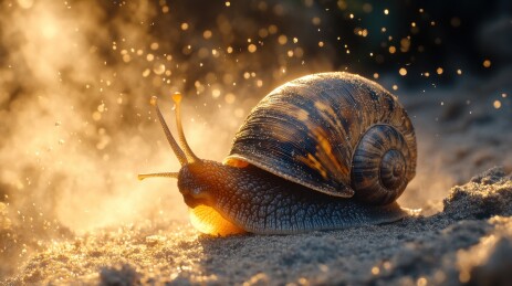 缓慢爬行动物蜗牛特写