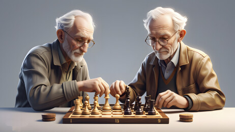 老人在下棋