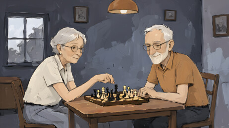 老人在下棋