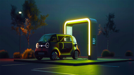 偏写实虚拟新能源汽车充电画面