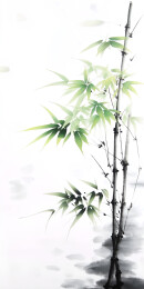 风中摇曳的竹子 手绘 插画 高清 壁纸