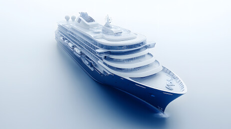 灰白色邮轮出海模型