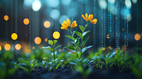 科技未来感黄色的花特写