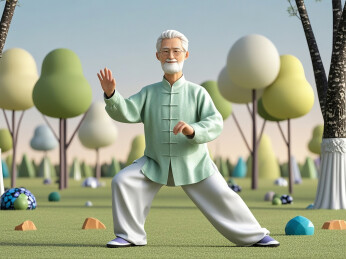 3D风格老年人打太极拳