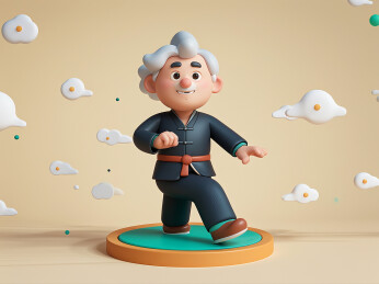 3D风格老年人打太极拳