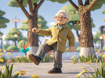 3D风格老年人打太极拳