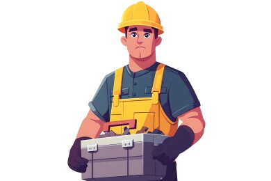 一位穿着工作服手中拿着电表的电工