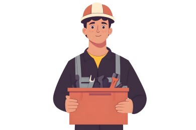 一位穿着工作服手中拿着电表的电工