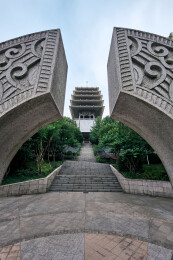 中国浙江杭州临平地标建筑东来阁
