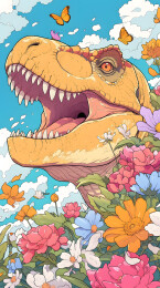 鲜花丛中的恐龙