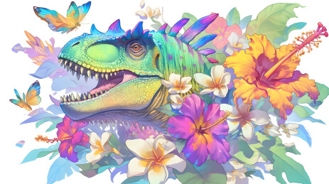 鲜花丛中的恐龙