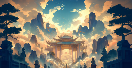 中国古典建筑群游戏场景 
