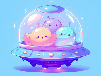 卡通可爱UFO科幻创意插画