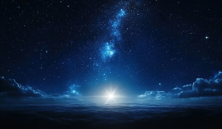 夜空中星星的低角度视图