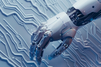 机器人手部局部特写概念背景