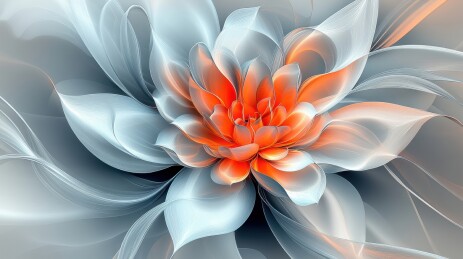 花朵花瓣绽放科技背景抽象数字艺术插画