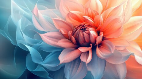 花朵花瓣绽放科技背景抽象数字艺术插画