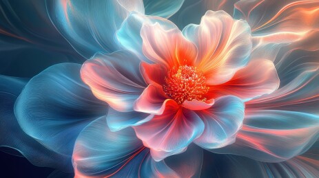 花朵花瓣绽放科技背景抽象数字艺术插画