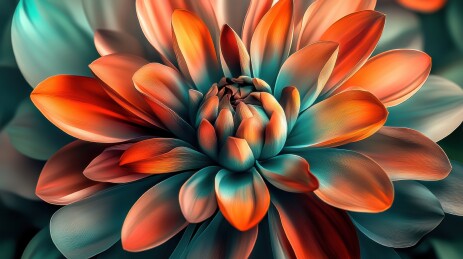 花朵花瓣绽放科技背景抽象数字艺术插画
