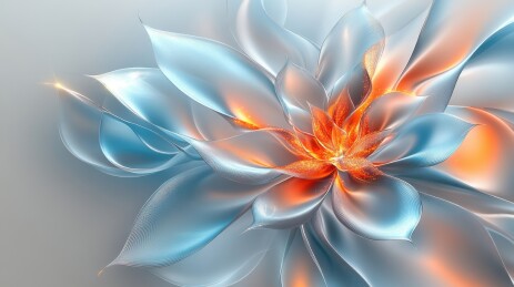 花朵花瓣绽放科技背景抽象数字艺术插画