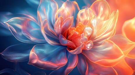 花朵花瓣绽放科技背景抽象数字艺术插画