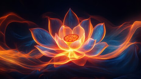 花朵花瓣绽放科技背景抽象数字艺术插画