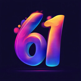 炫彩数字61 立体字霓虹发光彩虹字