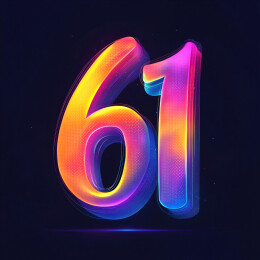 炫彩数字61 立体字霓虹发光彩虹字