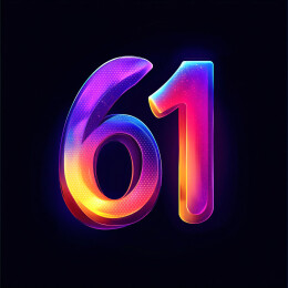 炫彩数字61 立体字霓虹发光彩虹字