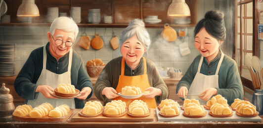 九九重阳节老人制作重阳糕点心