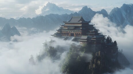 国风中国神话故事倒角名山昆仑山