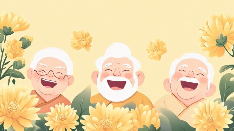 快乐的老年朋友插画