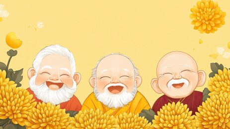 快乐的老年朋友插画