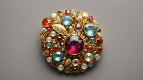 红宝石镶嵌胸针
