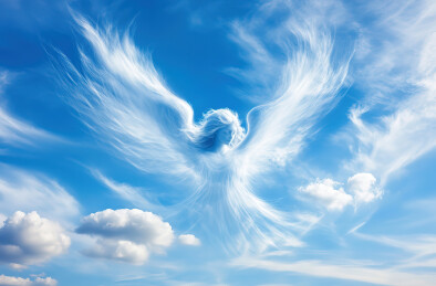 蓝天映衬下的女人