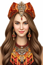 身着民族服饰的美丽乌兹别克女孩肖像