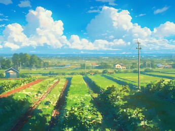 乡镇菜园新海诚插画